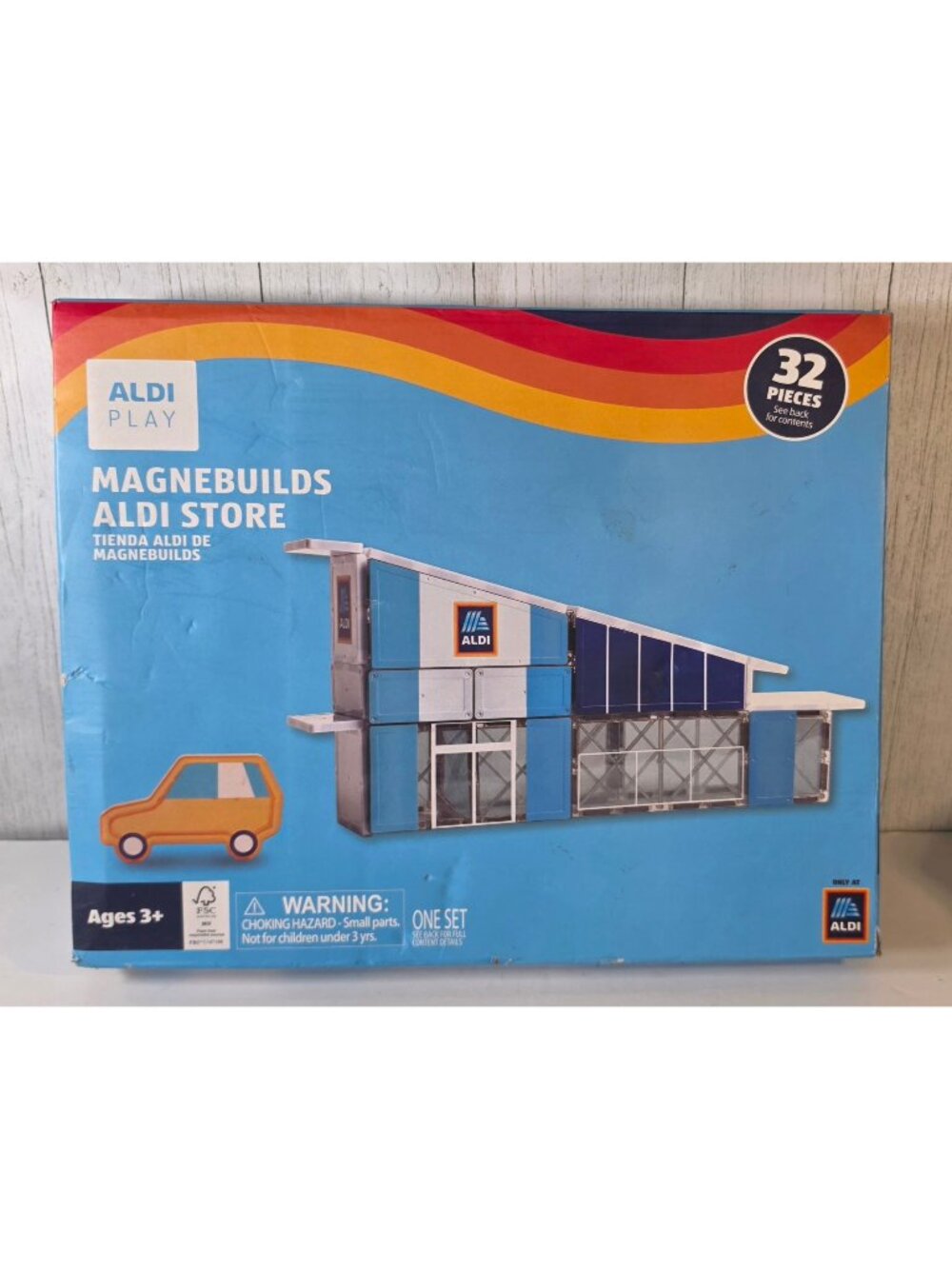 ALDI PLAY MAGNEBUILD STORE MAGNETIC BUILDING SET 32PC TILES TOY CAR MAGNET BLOCK